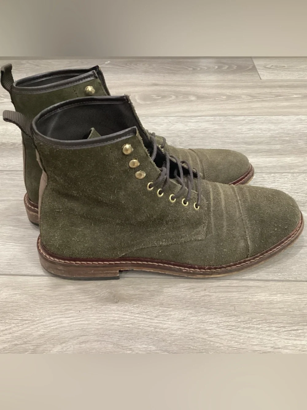 Shoe The Bear Men's Green Suede Curtis Lace Up Boots Size 8 EU 41 Olive / Hunter